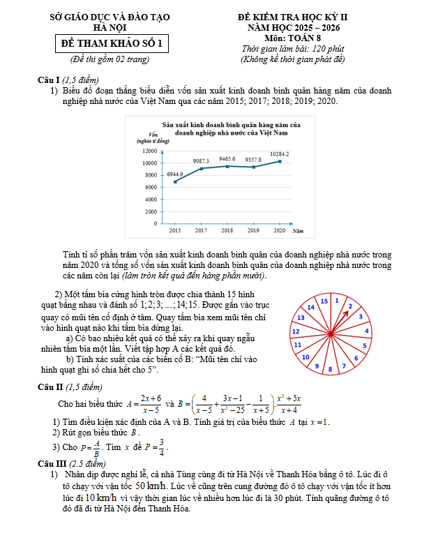 Đề kiểm tra số 1 CK2 Toán 8 sách Kết nối tri thức - Fromat 2026 sở Hà Nội - có lời giải chi tiết